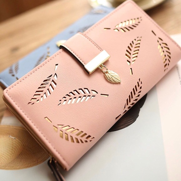 Handbags - Pink floral cut clutch wallet